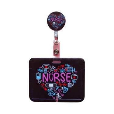 Imagem de Porta-Crachá Retrátil Horizontal Com Clipe Para Enfermeiros, Médicos E