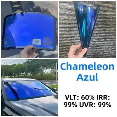 Imagem de Película De Janela Azul Camaleão 50-100cm Adesivo De Vidro Que Muda De