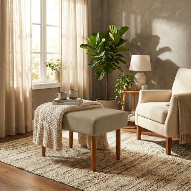 Imagem de Puff Charme Decorativo Assento Extra para Sala Quarto Closet Penteadeira Pés Palito Design Moderno 