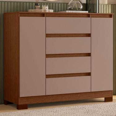 Imagem de Cômoda Sapateira 4 Gavetas e 2 Portas Atena Nogueira / Capuccino