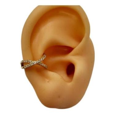 Imagem de Piercing Argola Falso Fake Dourado Pedra Zirconia - Dourado - De Castr