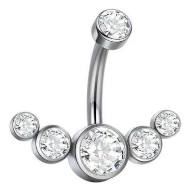 Imagem de Piercing De Umbigo Pequeno Pedra Strass Aço Cirúrgico - De Castro Joia