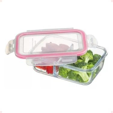 Imagem de Kit 10 Pote Vidro Divisória Hermético Marmita Trava 600ml - CLICK HOUS