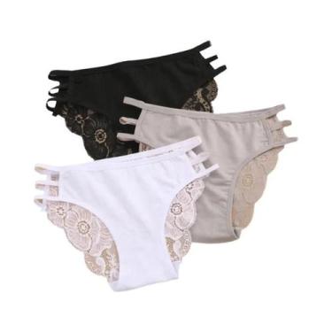 Imagem de Conjunto De Calcinhas Sexy De Renda Floral Para Mulheres, Cintura Baix