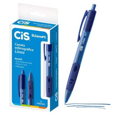 Imagem de Caneta Esferográfica Línea 0,7mm Kit com 12 Canetas Escrita Tinta Azul