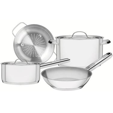 Imagem de Jogo de Panelas Tramontina Inox Fundo Triplo - 4 Peças Isis, Prata, 4