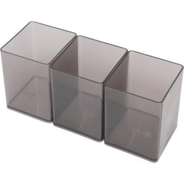 Imagem de Acessório para Mesa Organizador Office Fumê 3 Peças KIT - Polibras