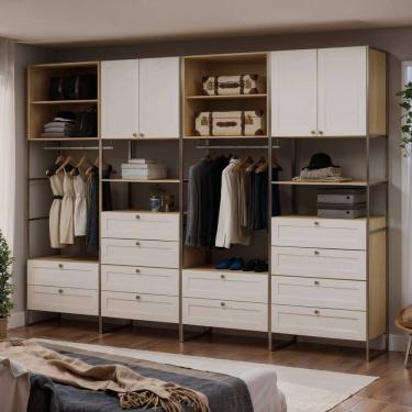 Imagem de Guarda-roupa Closet Industrial Mdf com Frentes Provençal Infinity Savana/Branco