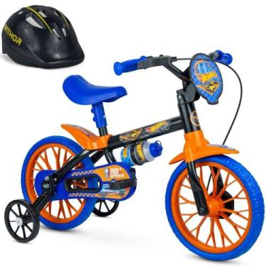 Imagem de Bicicleta Infantil Menino Aro 12 Hot Wheels com Capacete Matel, Mascul