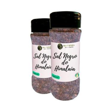 Imagem de Sal Negro Importado Do Himalaia Alta Qualidade Grosso Pote com Dosador