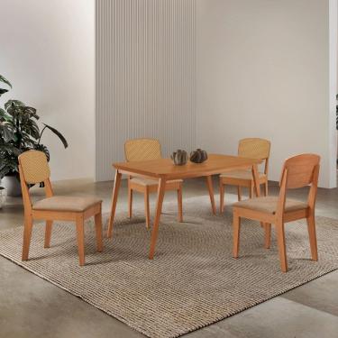 Imagem de Mesa de Jantar Copper 120cm Tampo Canto Copo MDF Laminado com 4 Cadeiras Copper Premium Moderna Mobília