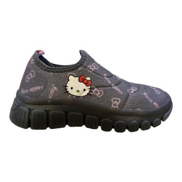 Imagem de Tenis Infantil Menina Novopé Hello Kitty Casual Calce Fácil Ultraconforto Led 99046001-2 Chumbo-Feminino