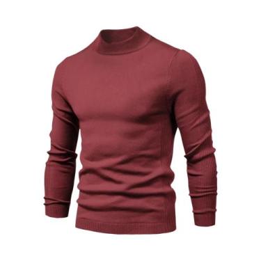 Imagem de Suéter Masculino De Inverno Grosso E Quente, Gola Alta Slim, Pulôver C