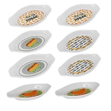 Imagem de Conjunto 8 Pratos Para Hot Dog Cachorro Quente Formato de Canoa - WARI