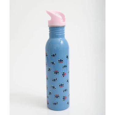 Imagem de Garrafa Squeeze Infantil Metal Stitch 500ml Azul - Disney, UN, Azul