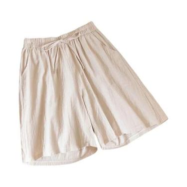 Imagem de Shorts De Algodão De Cintura Alta Para Mulheres, Casual De Verão, Cort