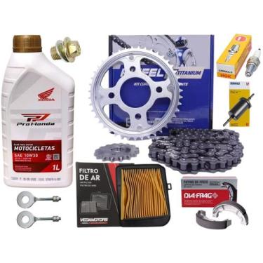 Imagem de Kit Revisão Titan 160/ Fan 160 Relação, Filtros, Lona, Óleo - Riffel