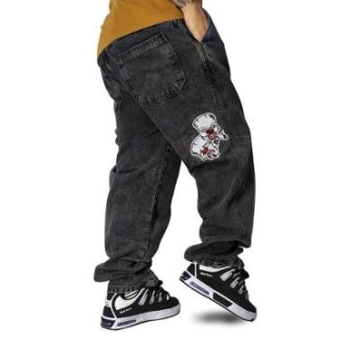 Imagem de Calça Jeans Trip Side Baggy Estonado Palhaço Preto C061-Masculino