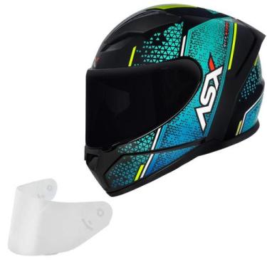 Imagem de Capacete Masculino Asx City Storm Azul Moto + Viseira Fume, Preto Azul