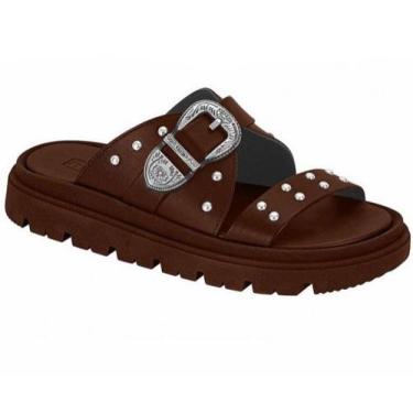 Imagem de Sandália Feminina Moleca Flatform Tratorada Fivela 5504103, Chocolate,