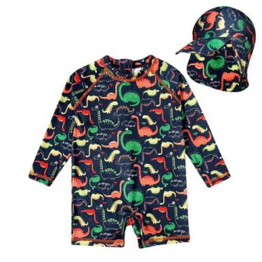 Imagem de Macaquinho Praia Infantil com Boné Proteção UV 50+ Estampas Tip Top, A
