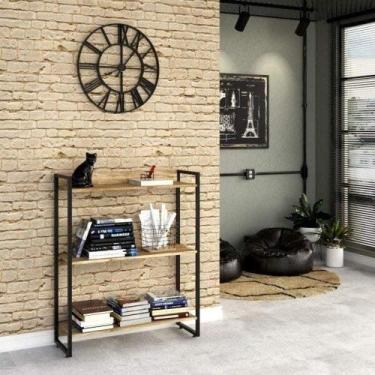 Imagem de Estante para Livro Industrial 3 Prateleiras 104CMX80CM Marrom/Carvalho