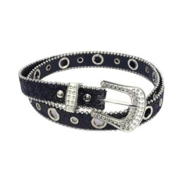 Imagem de Cinto Feminino Y2K De Couro PU Com Strass Ajustável E Brilho De Crista