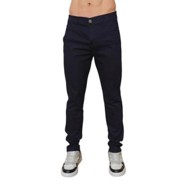 Imagem de Calças Jeans Esporte Fino Social Slim Masculina Com Elastano Bolso Fac