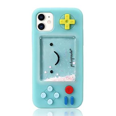 Imagem de UnnFiko Capa em forma de jogo de desenho animado 3D macia compatível com iPhone 12 Pro Max, capa protetora de borracha macia de borracha macia com estrelas líquidas criativas (azul, iPhone 12 Pro Max)