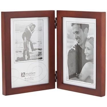 Imagem de Malden International Designs Moldura de madeira de nogueira escura, dupla vertical, 2-4x6, nogueira