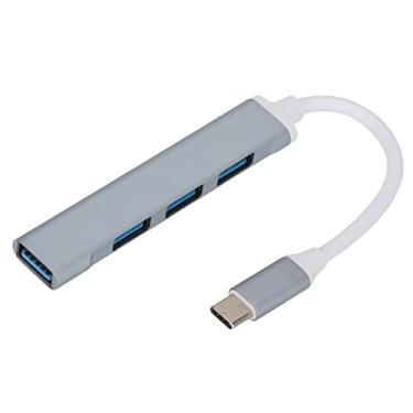 Imagem de Dpofirs Hub USB C, 4 em 1 estação de acoplamento USB portátil leve de alta velocidade, mini USB C para hub USB para Teclados/Impressoras/Smartphones/Tablets (Cinza)