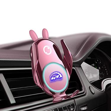 Imagem de Suporte de carregador de carro sem fio, suporte de telefone de carro inteligente 15W carregamento rápido bateria embutida compatível com Phone13/12/12Pro/SE/11/11Pro/XSMax/XS/XR/X/8/S10/S9/S8/Note10/Note9 (Pink)