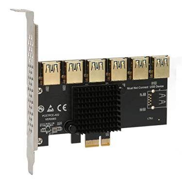 Imagem de PCIE 1 a PCIE 6, PCIE 1 a 6 Riser Card 6 Interfaces PCIE 1X USB3.0 1 a 6 para PC para computador para gráficos