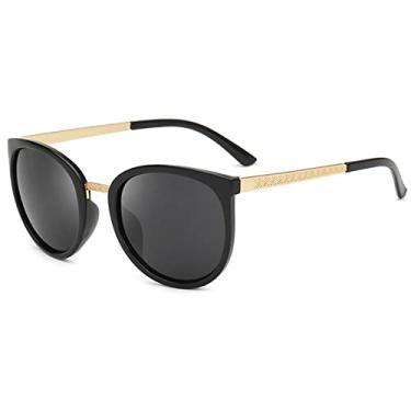 Imagem de Óculos de sol grandes femininos retrô redondos óculos de sol vintage design de luxo tons para mulheres damas Zonnebril, preto gay, na imagem