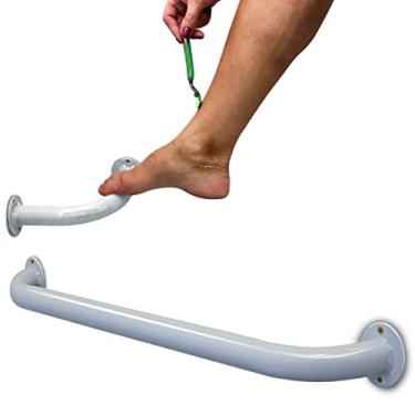 Imagem de Kit Conjunto Barra De Apoio Segurança Para Banheiro + Barra De Apoio P/Pés Branco