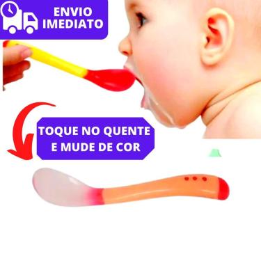 Imagem de Colher Bebê Termo Sensível Infantil Silicone Com Temperatura