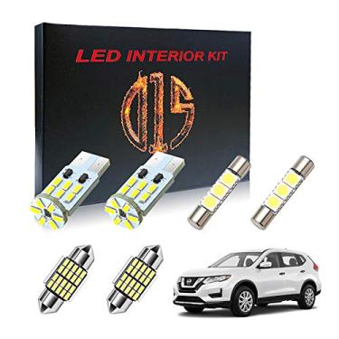 Imagem de D15 Lighting Kit de luz interior de LED para Nissan Rogue 2008-2020 6000K Mapa branco cúpula Vanity espelho placa de carro lâmpadas (8 peças)