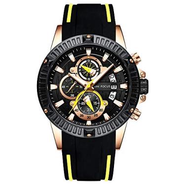Imagem de MF MINI FOCUS Relógio masculino esportivo masculino cronógrafo militar 3ATM à prova d'água luminoso calendário silicone pulseira relógio de quartzo para homens, Amarelo