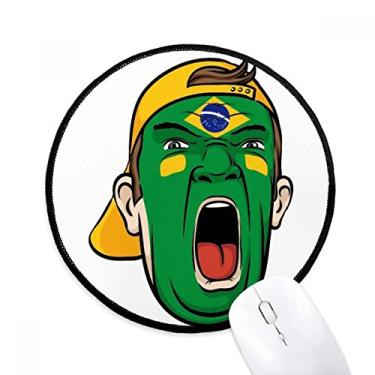 Imagem de DIYthinker Boné de maquiagem da bandeira nacional do Brasil tapete de mouse desktop escritório tapete redondo para computador