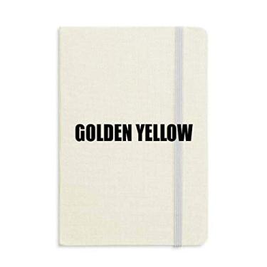 Imagem de Caderno dourado amarelo nome capa dura diário clássico A5 presente