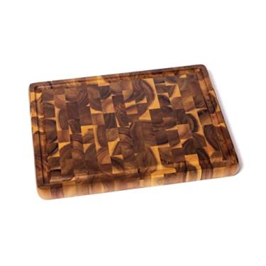 Imagem de Lipper International Tábua de corte de grão de acácia grande 1290 com alças recortadas, 40 cm de largura