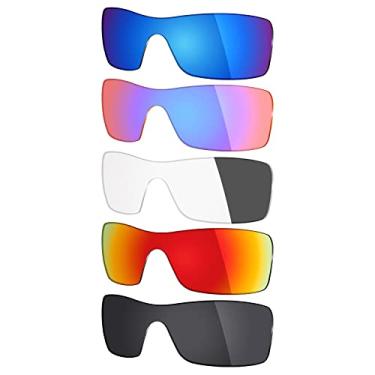 Imagem de 5 pares de lentes polarizadas de substituição Mryok para óculos de sol Oakley Batwolf – Stealth preto/vermelho fogo/cinza fotocromático/rosa cobalto/azul gelo
