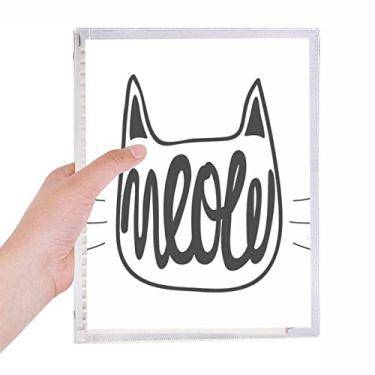 Imagem de Caderno Mewing Cat preto e branco com citação de folhas soltas diário recarregável