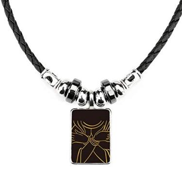 Imagem de DIYthinker Culture Religion Colar com estampa de busto joia Torque pingente de corda de couro