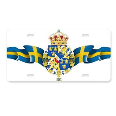 Imagem de DIYthinker Emblema nacional da Suécia, símbolo do país, placa de licença para decoração de carro, acessório de aço inoxidável