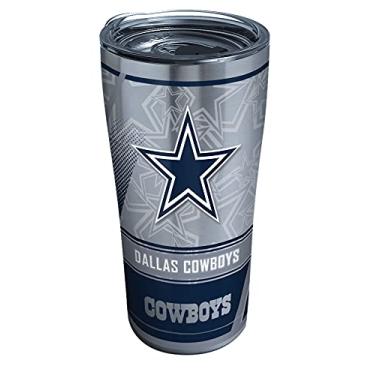 Imagem de Tervis Copo de aço inoxidável NFL Dallas Cowboys Edge com tampa de martelo transparente e preta, 590 ml, prata