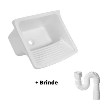 Imagem de Tanque Plástico 40 Litros Branco Astra Lavar Roupas + Sifão