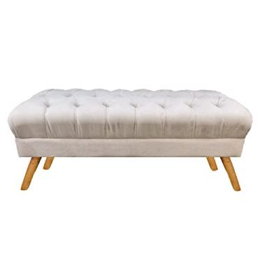 Imagem de Puff Decorativo Retrô Paris Capitonê 1 Metro Pé Palito Suede Bege - LM DECOR