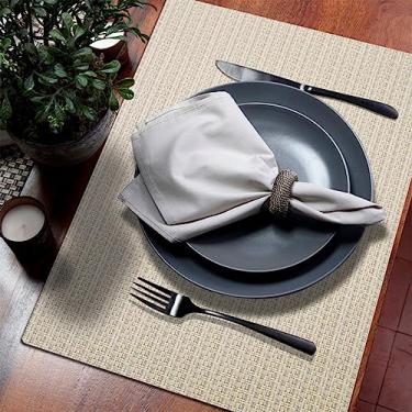 Imagem de 6 Jogo Americano Tela Trançado Trama Rústico Resistente PVC