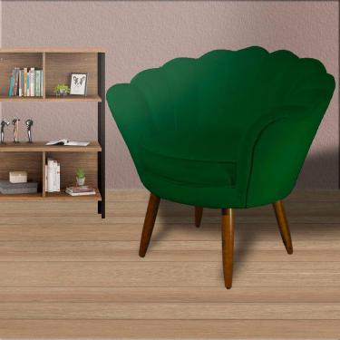 Imagem de Poltrona Decorativa Estofada Para Quarto Closet Pétala Suede Verde - LM DECOR